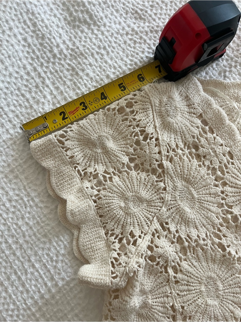 Rebellion Cream Crochet Button Front Crop Top 100% Cotton | Small - Cottagecore - Picture 10 of 12